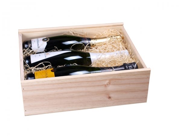 Caja madera para 3 botellas cava